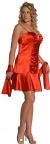 Short Shirred Cocktail Dress in Red color